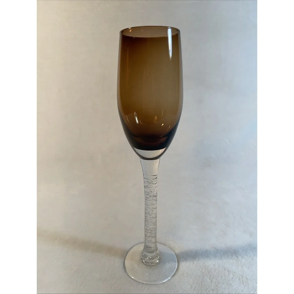 Pier 1 Brown Fluted Crackle Stem Wine Glass 9⅛